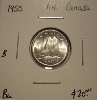 B Canada Elizabeth Ii 1955 Silver Ten Cents - Bu photo