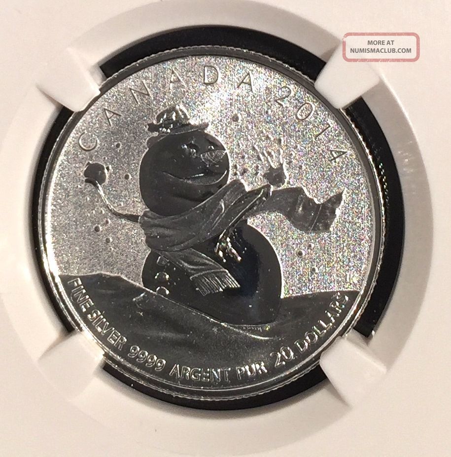 2014 - Canada - Holiday - Snowman - 20 - Dollars - 9999 - Fine - Silver - Ngc Sp 69 Coins: Canada photo