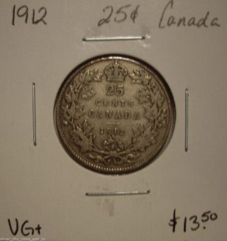 Canada George V 1912 Silver Twenty Five Cents - Vg, photo