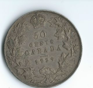 50 Cents 1929 Canada Silver Canadian Coin Half Dollar photo