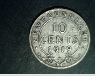 1919 - C Newfoundland,  Canada,  Ten Cents,  Cir, .  0701 Oz Slv (can - 636) photo