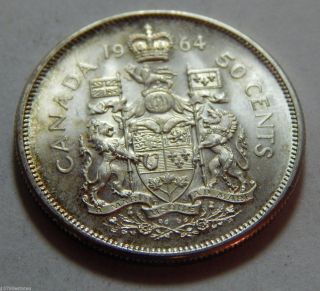 1964 Canada Silver Half Dollar Coin 50 Cent.  3000 Troy Oz Asw photo