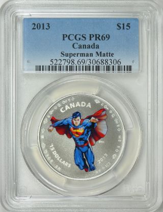 Canada 2013 S$15 Silver Superman Matte Pcgs Proof - 69 - Greatcollections photo