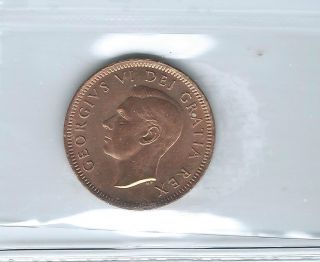 1949 1 Cent Canada A Off Denticle - Red Ms - 65 Iccs 1c Small Canadian Coin photo