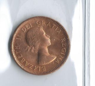 1957 1 Cent Canada Red Ms - 65 Iccs 1c Small Canadian Coin photo