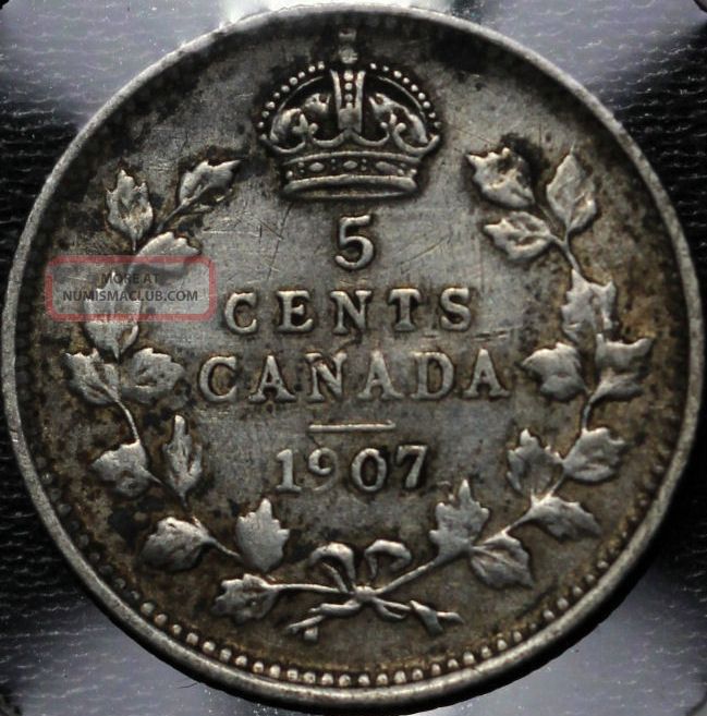 1907 Canada 5 Cents Silver Coin Coins: Canada photo