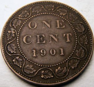 1901 Canada One Cent - Km 7 - Xf,  Bronze Large Cent - Usa photo