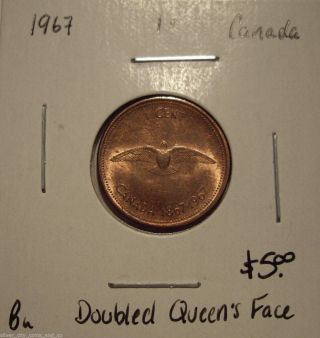 Canada Elizabeth Ii 1967 Dbld Queen ' S Face Small Cent - Bu photo