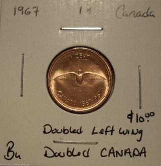 Canada Elizabeth Ii 1967 Dbld Canada & Wing Small Cent - Bu photo
