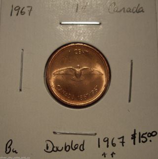 Canada Elizabeth Ii 1967 Doubled 1967 Small Cent - Bu photo