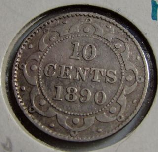 Canada Newfoundland 1890 10 Cents Victoria Budget Coin photo