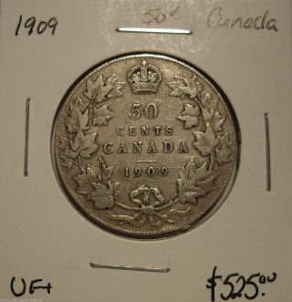 Canada Edward Vii 1909 Silver Fifty Cents - Vf, photo