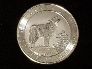 2015 Canadian Grey Wolf 3/4 Oz Silver Coin - Rare Size Coin - photo