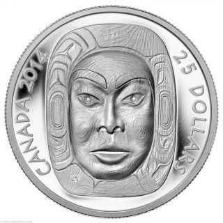 Canada 2014 $25 Matriarch Moon Mask,  Ultra - High Relief,  99.  99 Silver,  No Tax photo