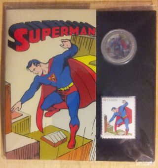 2013 Canadian 75th Anniv.  Of Superman Then & Now - Coin And Stamp photo