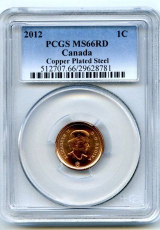 2012 Canada Cent Pcgs Ms66 Rd Magnetic Steel Last Year Of Issue Rare photo