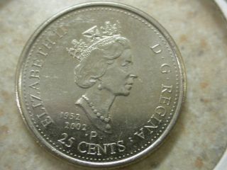 2002 Canada Jubilee (1952 - 2002) Quarter Vf, photo