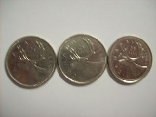 3 Canadian Quarters: 1989 - 1995: photo