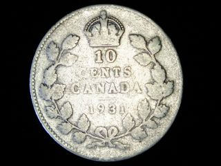 1931 Canadian Silver Ten Cent - Coin Pictured You Will Receive photo