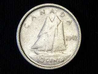 1942 Canadian Silver Ten Cent - Coin Pictured You Will Receive photo