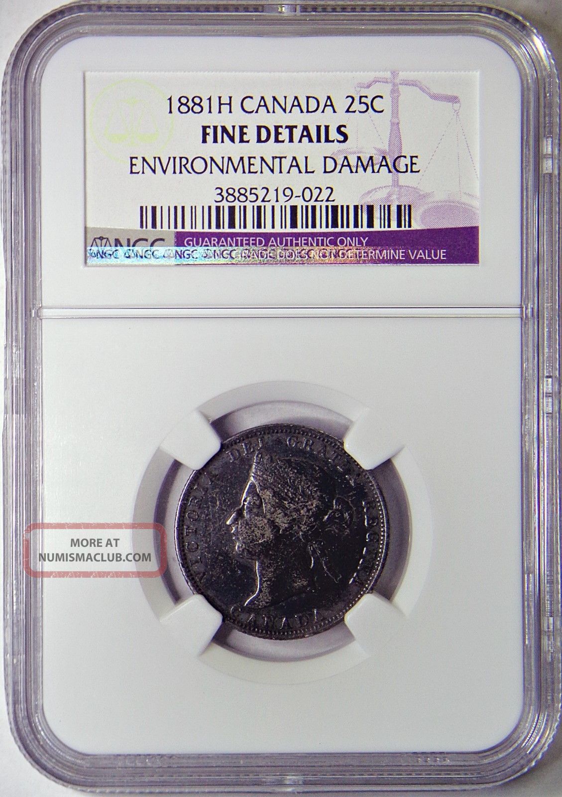1881 H 25 Cents Canada Ngc Fine Details Coins: Canada photo