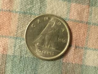 Canada 1956 Bu,  Silver 10 Cent Coin photo