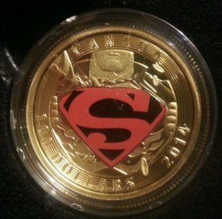 $100 14 - Karat Gold Coin The Adventures Of Superman 596 Mintage: 2,  000 (2014) photo