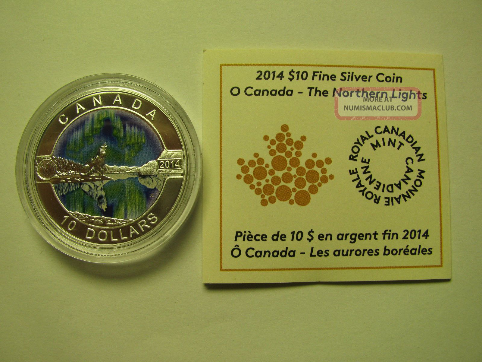 2014 Proof $10 O Canada 9 - Northern Lights Colour.  9999 Silver Ten Dollars Coin& Coins: Canada photo