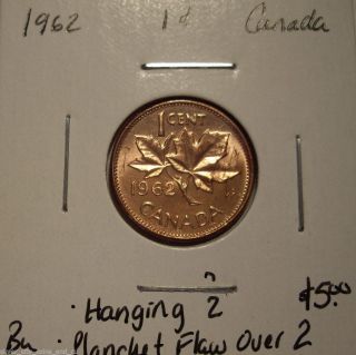 Canada Elizabeth Ii 1962 Hanging 2 & Planchet Flaw Small Cent - Bu photo