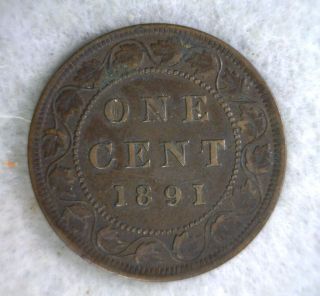 Canada Large Cent 1891 Very Fine Canadian Coin (stock 0363) photo