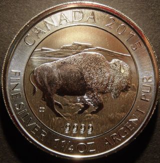 2015 1.  25 Oz Canadian $8 Bison Brilliant Uncirculated Silver Coin photo