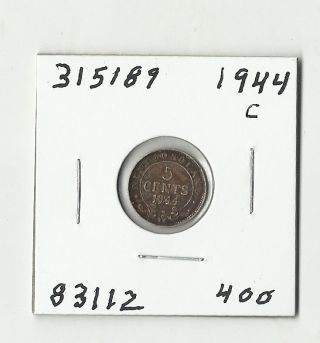 1944 C Newfoundland 5 Cents Silver - 315189 photo
