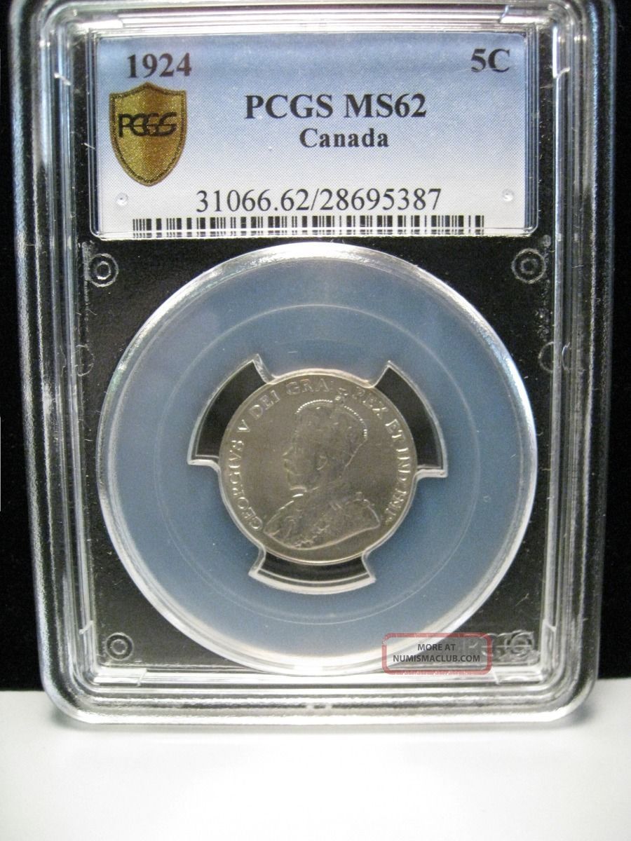 Bu 1924 5 Cent.  Canada.  Pcgs Ms62.  Canadian Nickel.  George V. Coins: Canada photo