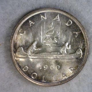 Canada Silver Dollar 1960 Bu Coin (stock 0025) photo