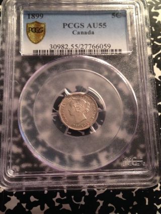 1899 Canada 5 Cent Silver Pcgs Au55 G203 Coin photo