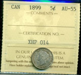 1899 Canada Five Cent Piece,  Victoria,  Iccs Certified Au - 55 photo