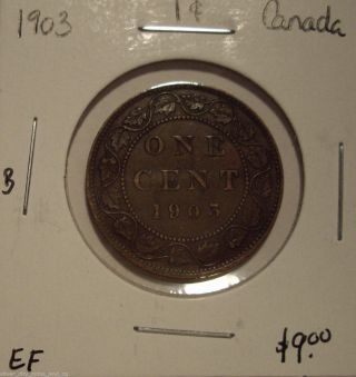 B Canada Edward Vii 1903 Large Cent - Ef photo
