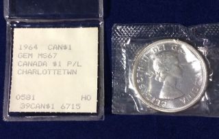 1964 Canada $1 Charlottetown Silver (gem Grade Assigned By Kagin ' S) photo