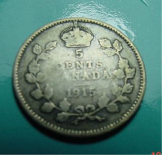Canada 1915 - 5 Cents Silver Very Good - No Ship To Canada photo