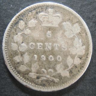 1900 Canada 5 Cents Silver Coin Queen Victoria Oval 0 photo