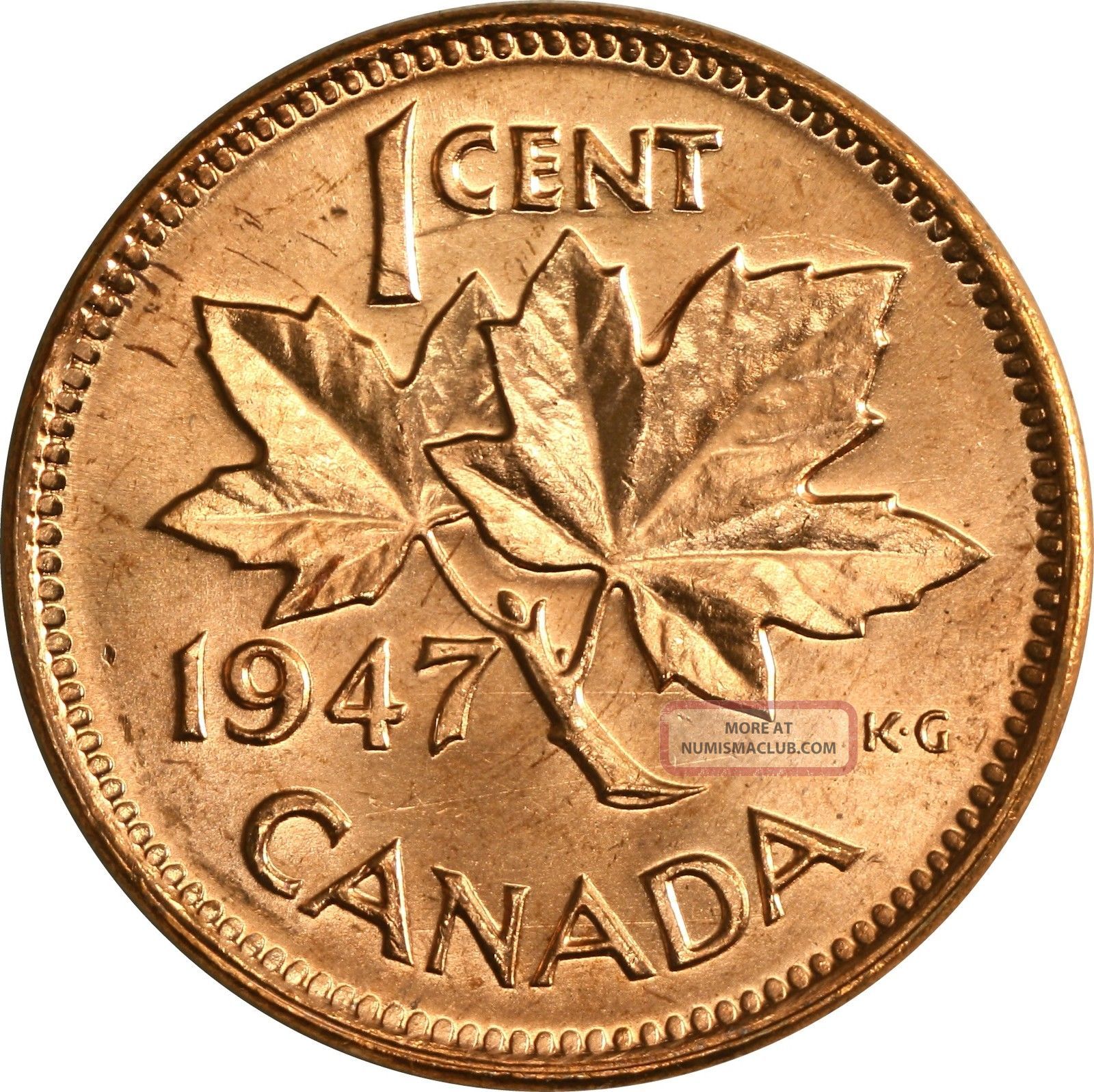 1947 Canada Small Cent George Vi Unc N r