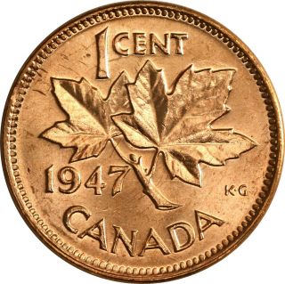 1947 Canada Small Cent George Vi Unc N/r photo