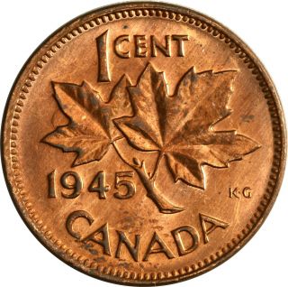 1945 Canada Small Cent George Vi Unc N/r photo