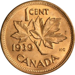 1939 Canada Small Cent George Vi Unc N/r photo