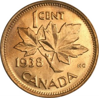 1938 Canada Small Cent George Vi Unc N/r photo