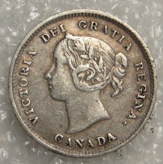 1885 Canada Five Cents Coin,  Vf photo