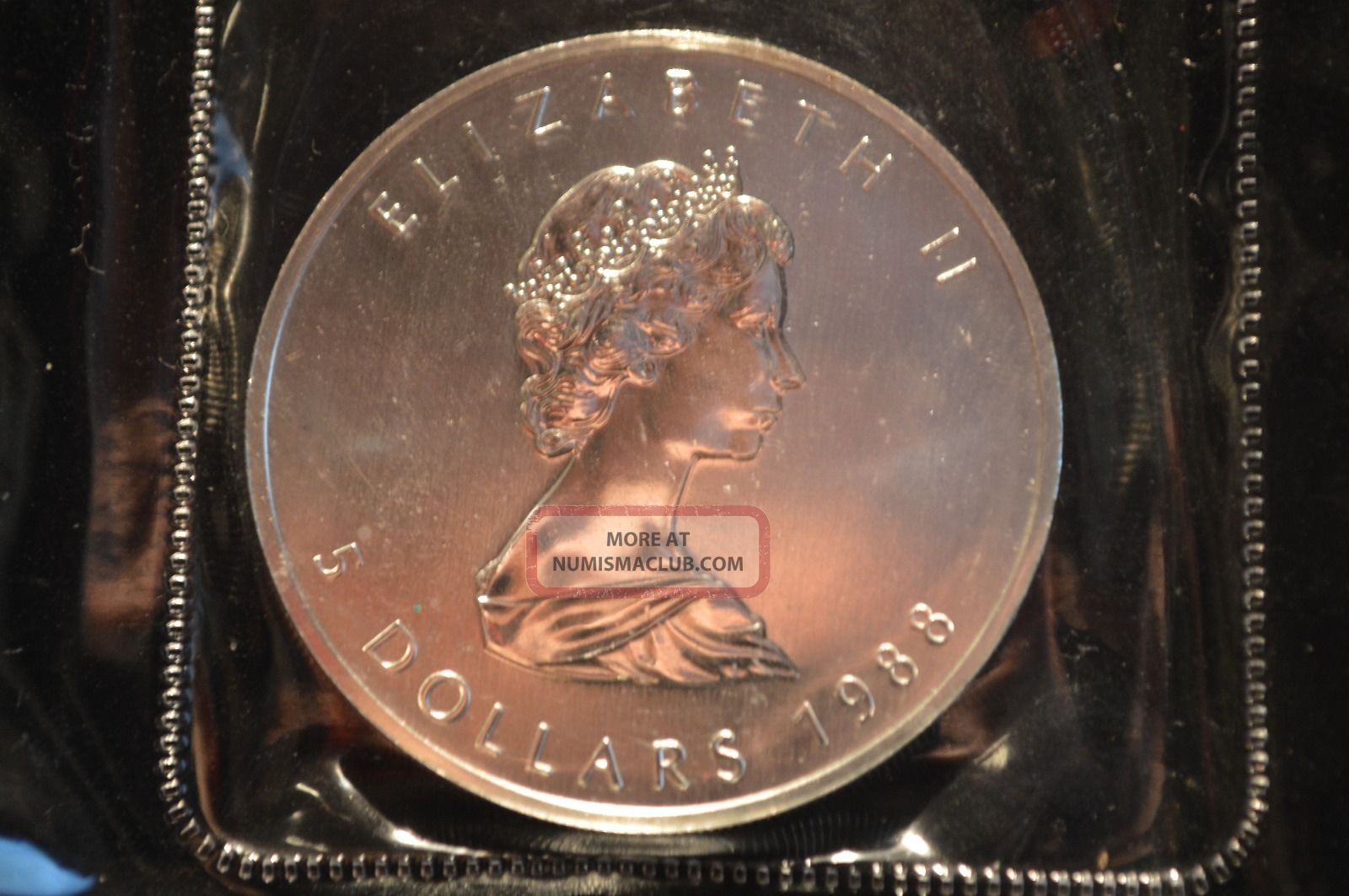 1988 Canada Maple Leaf 5 Dollars Elizabeth Ii 1 Oz Fine Silver Coin,  Uncertified Coins: Canada photo