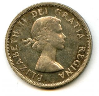 1955 Canada Silver $1 Dollar Au,  37838 photo