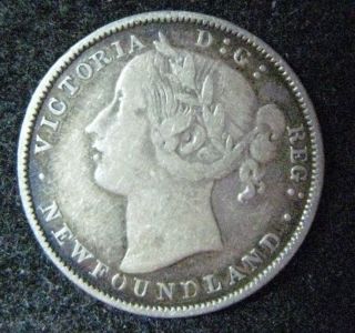 1865 Canada Newfoundland 20 Cents Silver Victoria photo
