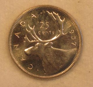 1957 Bu Proof - Like Canada 25 Cent Silver - Cc85 photo